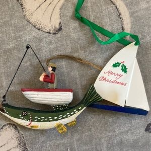 Bundle of 2 Sailboat Holiday Ornaments